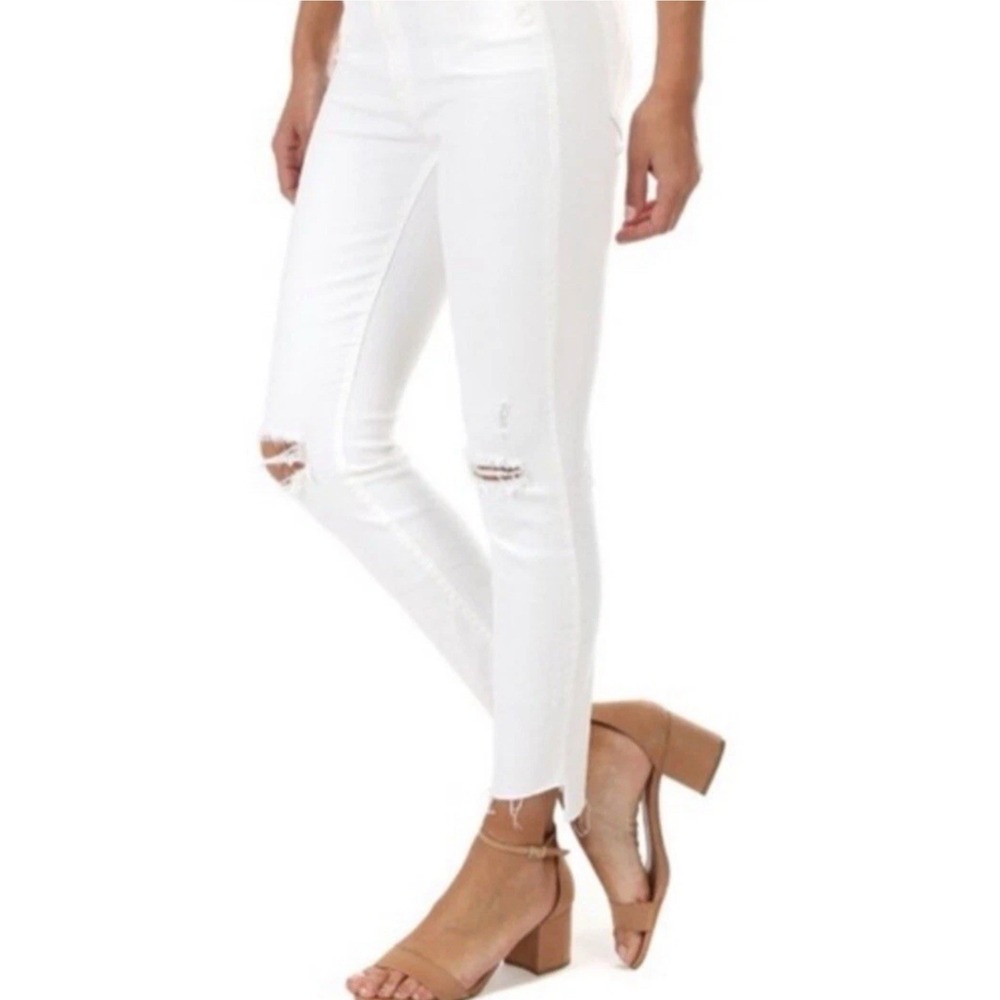 MOTHER Stunner Zip Ankle Step Fray Sz 27 White Jeans Little Miss Innocent #OP9-9